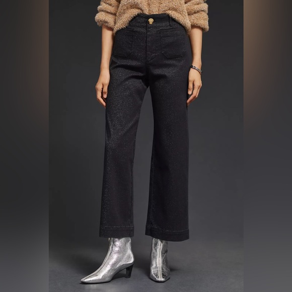 ✨ Anthro The Colette Sparkle Edition Cropped Wide-Leg Jeans by Maeve - Picture 7 of 11
